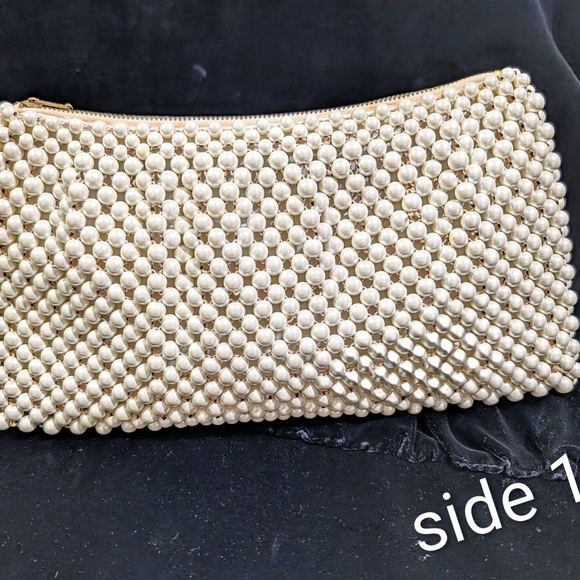 1950s Hand Beaded Faux Pearls Clutch Bag By Josef - Made In Japan - Picture 3 of 13